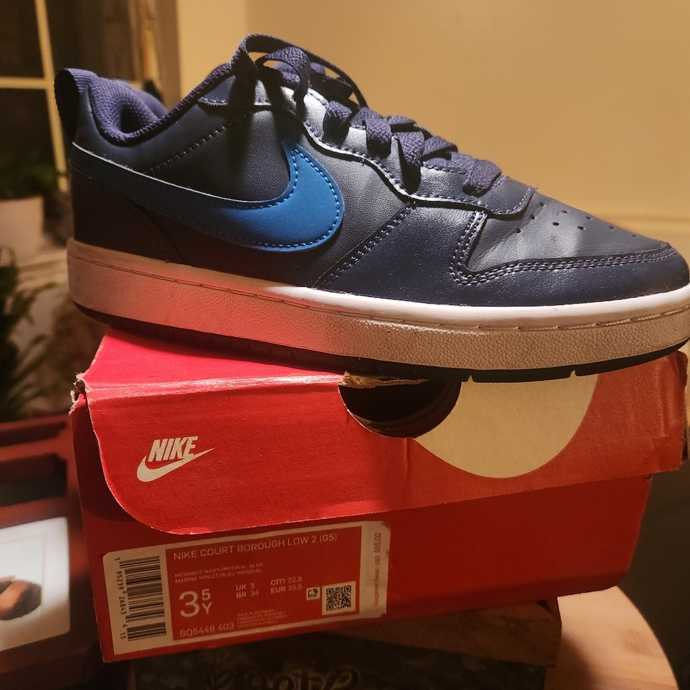 Blue leather Boys Nike shoes